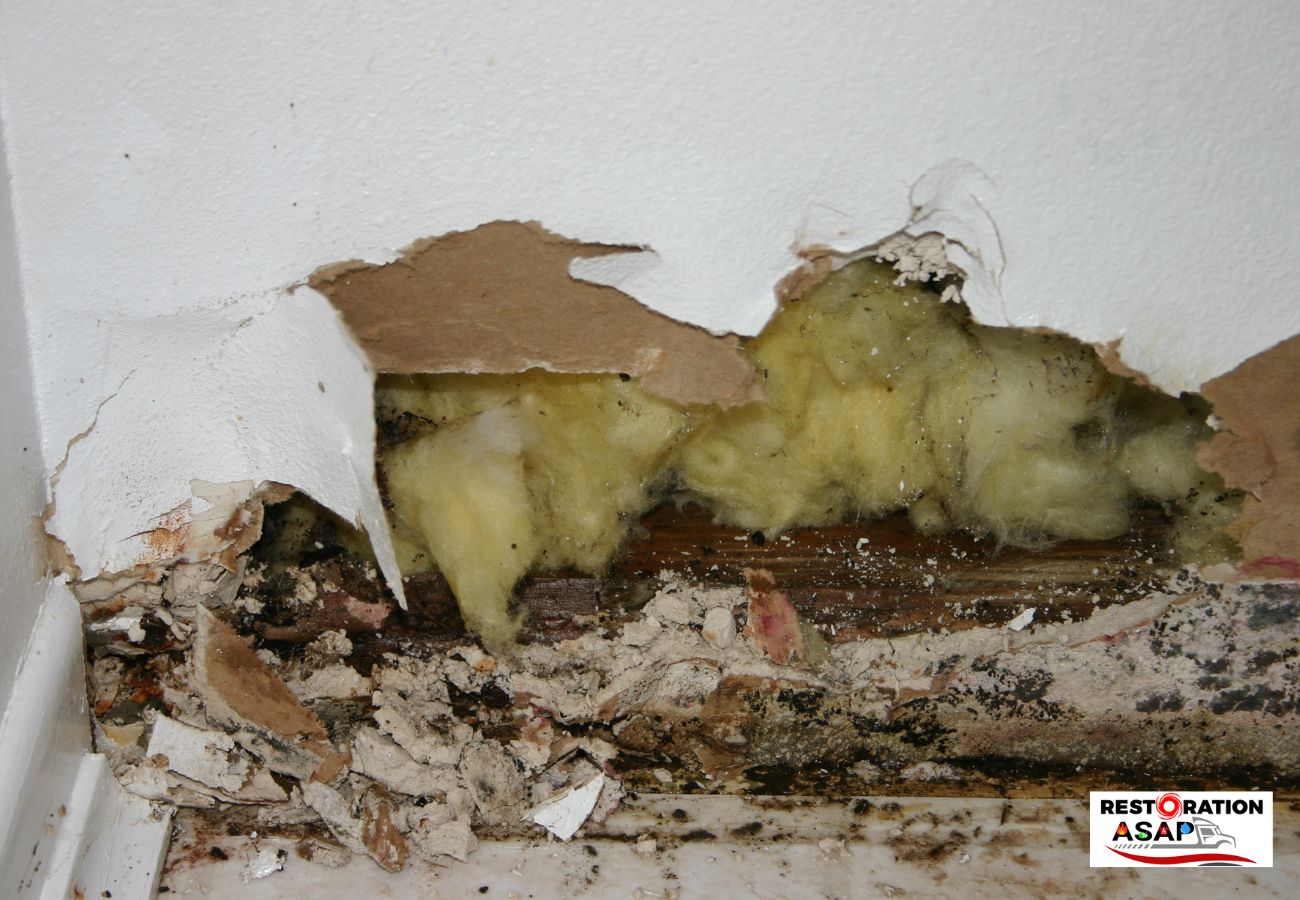 Restoration ASAP repairing water damage inside walls from flooding or broken pipes